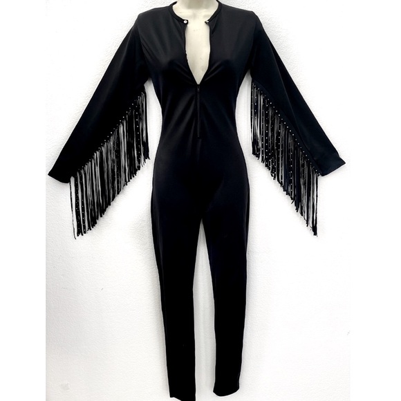 Vintage Pants - Vintage Custom Fringe Catsuit Jumpsuit XS